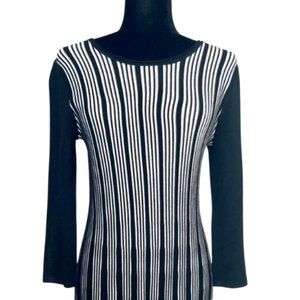 BRAND NEW ~ NINA LEONARD DRESS ~ BLACK & WHITE STRIPED